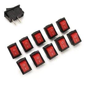 US Ship 10pcs RED Rocker Switch KCD1-101 250V 6A Boatlike Switch 2PIN ON Off