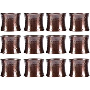 Napkin Rings Set Handcrafted Metal Hammered Napkin Ring for Holiday Party Decoration, Xmas Dinner Table Décor Antique Set of 6