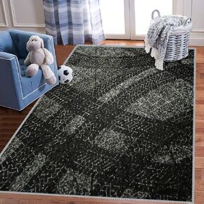 Kids Play Area Rugs Traces of car Tires on Asphalt Texture of Asphalt Surface Tire Marks 3D Carpet Extra Large Rug Kids' Bedroom Playroom Nursery Décor for Boys Girls, Learning & Playing 5x8 ft
