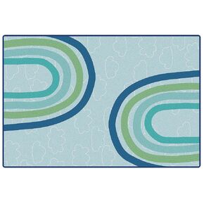 Carpets for Kids 7554 KIDSoft Large Rainbows and Clouds Playroom Rug 4ft x 6ft Rectangle Green