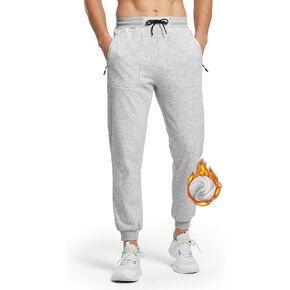 BGOWATU Men's Fleece Lined Joggers Thermal Sweatpants Winter Warm Sport Pants with Pockets Running Gym Workout Cotton Pants