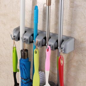 TOGU Mop and Broom Holders Sturdy Wall Mounted Broom Gripper Holds up to 9 Tools,Anti-Slip for Home Kitchen Garden Garage Storage Systems