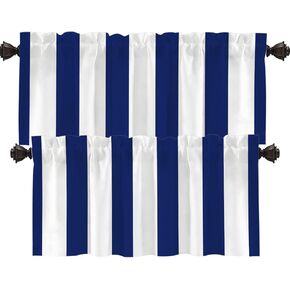 Shrahala Simple Striped Black White Kitchen Valances Half Window Curtain, Pattern Modern Black White Zebra Heat Insulated Valance for Window Ink Printing Valances Curtains for Decor 52x18 inch(2pcs)