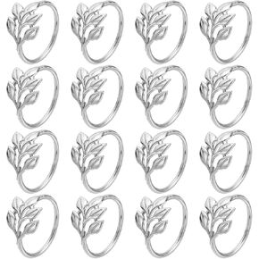 uxcell 50Pcs Leaf Napkin Rings, Table Napkin Holders Serviette Buckles for Decoration Adornment Wedding Party, Silver