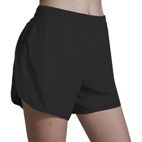 Women's Running Shorts Quick Dry Athletic Gym Workout Sports Shorts Lightweight Biker Tennis Summer Exercise Shorts with Zipper Pockets 2.5'' / 5'' Black S