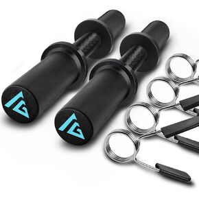16" Olympic Dumbbell Handle, Dumbbell Bar for 2-inch Olympic Weight Plates, Loadable Dumbbells for Home Gym Strength Training, 2 Pair of Spring Collars Included