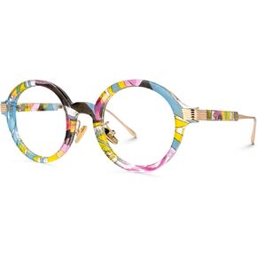VOOGLAM Round Blue Light Glasses for Women Anti Eyestrain Dry Eyes UV Computer Phone TV Eyewear Dylan