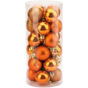 ZYBenda 24Pcs Shatterproof Shiny and Polshed Glossy Christmas Tree Ball Ornaments Decorations - 3 Style Christmas Hanging Balls for Holiday Wedding Party Decoration (1.57"/4CM, Orange) in Saudi Arabia