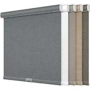 Blackout Roller Shades for Windows,Cordless,Linen Fabric,Roller Blinds,Thermal Insulated Fabric UV Protection,Window Blinds for Home,Office,Bedroom,Door,Grey,35" W x 65" H