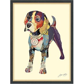 Empire Art Direct Dimensional Collage Handmade by Alex Zeng Framed Graphic Dog Wall Art, 25" x 33", Beagle 1