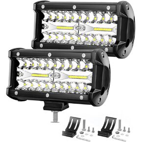 7 Inch LED Light Bar, 240w 24000lm Fog Driving Lights Pod Flood & Spot Beam, Waterproof LED Work Light for Truck, Tractor, Car, Offroad, UTV, SUV, Boat Light Bars (2 Pack)