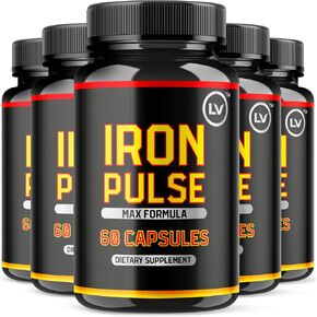 (5 Pack) IronPulse Capsules, Iron Pulse Capsules Max Formula, IronPulse Max Support Capsules, Iron Pulse Pills, IronPulse Pills, Iron Pulse Support Pills, 300 Capsules for 5 Months