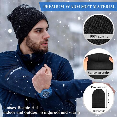 Beanies for Men Women 2 Pack Fall Winter Men's Hats Unisex Warm Knit Skullies Beanies Soft Ski Caps in Saudi Arabia