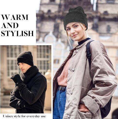 Beanies for Men Women 2 Pack Fall Winter Men's Hats Unisex Warm Knit Skullies Beanies Soft Ski Caps in Saudi Arabia