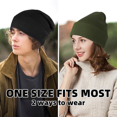 Beanies for Men Women 2 Pack Fall Winter Men's Hats Unisex Warm Knit Skullies Beanies Soft Ski Caps in Saudi Arabia