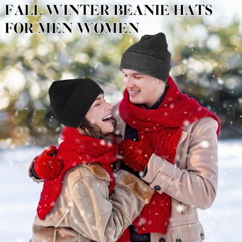 Beanies for Men Women 2 Pack Fall Winter Men's Hats Unisex Warm Knit Skullies Beanies Soft Ski Caps in Saudi Arabia
