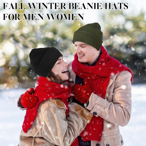 Beanies for Men Women 2 Pack Fall Winter Men's Hats Unisex Warm Knit Skullies Beanies Soft Ski Caps in Saudi Arabia