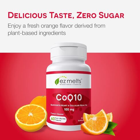 EZ Melts Dissolvable Ubiquinol 100mg, Active Form of CoQ10, Heart Health Supplements for Men & Women, Sugar-Free, 2-Month Supply in Saudi Arabia