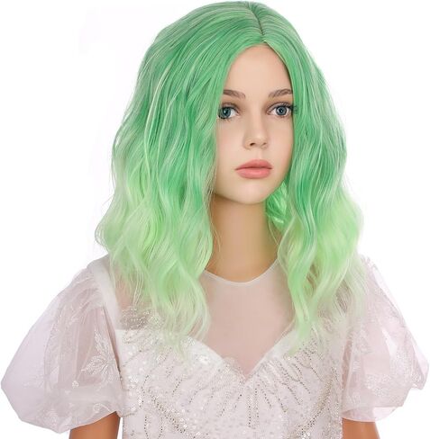 Kids Brown Wig Dark Brown Curly Wavy Wig for Child Girls Brunette Wig Short Bob Wig for Kids Side Part Wig Synthetic Wigs with Wig Cap in Saudi Arabia