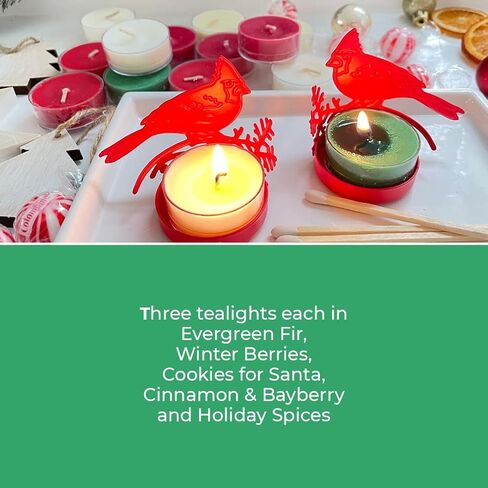PartyLite 15-Piece Tealight Sampler, Fragranced Tea Light Candles Gift Set, Made in The USA (Tis The Season) in Saudi Arabia