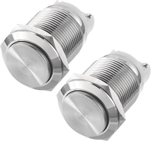 uxcell Latching Metal Push Button Switch 16mm Mounting Dia 1NO Silver LED Light, High Head, 2pcs in Saudi Arabia