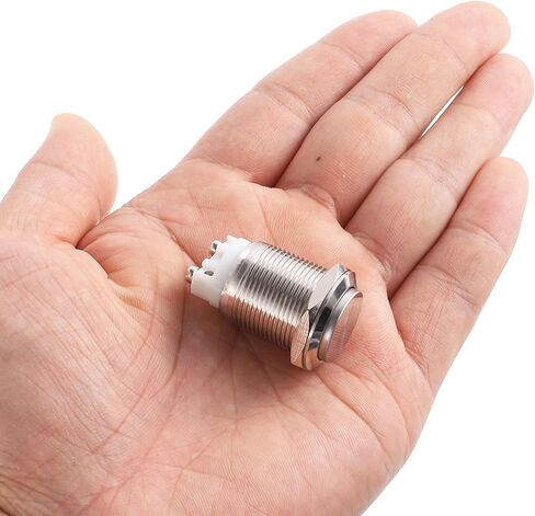 uxcell Latching Metal Push Button Switch 16mm Mounting Dia 1NO Silver LED Light, High Head, 2pcs in Saudi Arabia