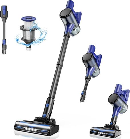 Cordless Vacuum Cleaner, Lightweight Stick Vacuum Cleaner with 45 Min Runtime Detachable Battery, Brushless Motor, 24kPa Powerful Suction Vacuum for Carpet Hard Floor Pet Hair in Saudi Arabia