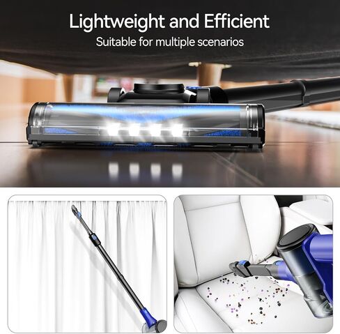 Cordless Vacuum Cleaner, Lightweight Stick Vacuum Cleaner with 45 Min Runtime Detachable Battery, Brushless Motor, 24kPa Powerful Suction Vacuum for Carpet Hard Floor Pet Hair in Saudi Arabia
