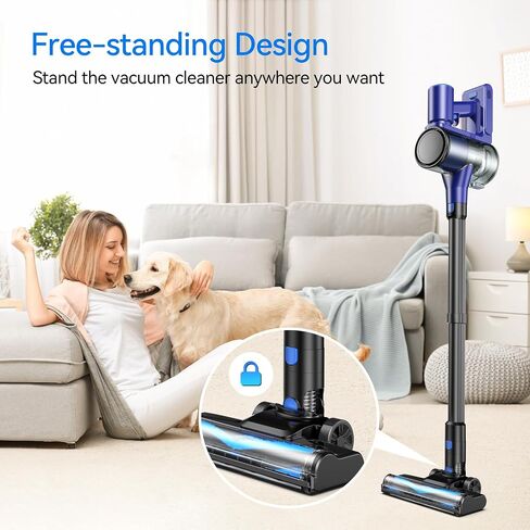 Cordless Vacuum Cleaner, Lightweight Stick Vacuum Cleaner with 45 Min Runtime Detachable Battery, Brushless Motor, 24kPa Powerful Suction Vacuum for Carpet Hard Floor Pet Hair in Saudi Arabia
