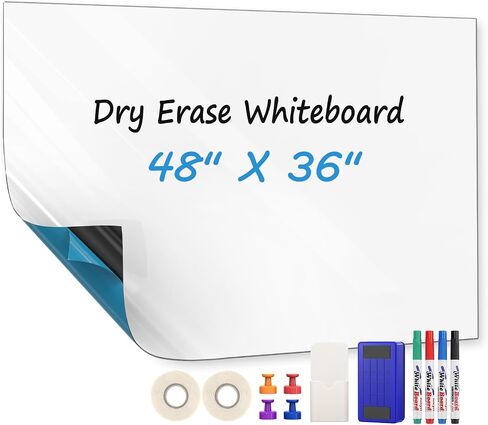 MaxGear White Board 24"x36" Dry Erase Board Adhesive Whiteboard Dry Erase Board for Wall, Office, Conference Room, Classroom, Home, 4 Markers, 1 Marker Holder, 1 Eraser, 4 Magnets, 1 Removable Tape in Saudi Arabia
