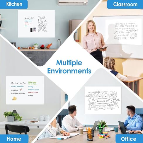 MaxGear White Board 24"x36" Dry Erase Board Adhesive Whiteboard Dry Erase Board for Wall, Office, Conference Room, Classroom, Home, 4 Markers, 1 Marker Holder, 1 Eraser, 4 Magnets, 1 Removable Tape in Saudi Arabia