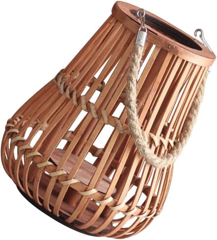 OSALADI Hanging Candle Lanterns Wicker Candle Holder Decorative Light Bulb Pendant Lamp Shade Replacement Lamp Cover Garden Lantern Pendant Vintage Lantern Household Ornaments Bamboo in Kuwait