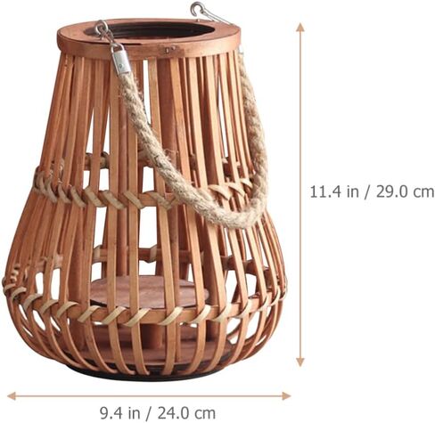 OSALADI Hanging Candle Lanterns Wicker Candle Holder Decorative Light Bulb Pendant Lamp Shade Replacement Lamp Cover Garden Lantern Pendant Vintage Lantern Household Ornaments Bamboo in Kuwait