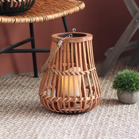OSALADI Hanging Candle Lanterns Wicker Candle Holder Decorative Light Bulb Pendant Lamp Shade Replacement Lamp Cover Garden Lantern Pendant Vintage Lantern Household Ornaments Bamboo in Kuwait