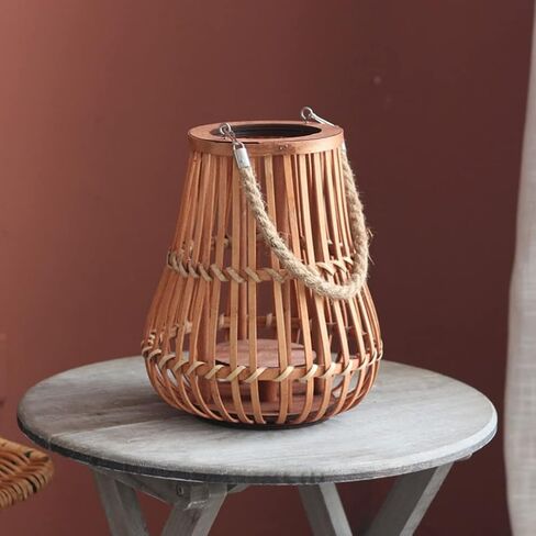 OSALADI Hanging Candle Lanterns Wicker Candle Holder Decorative Light Bulb Pendant Lamp Shade Replacement Lamp Cover Garden Lantern Pendant Vintage Lantern Household Ornaments Bamboo in Kuwait