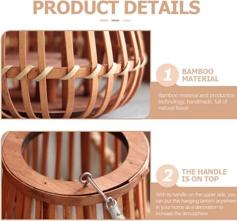 OSALADI Hanging Candle Lanterns Wicker Candle Holder Decorative Light Bulb Pendant Lamp Shade Replacement Lamp Cover Garden Lantern Pendant Vintage Lantern Household Ornaments Bamboo in Kuwait