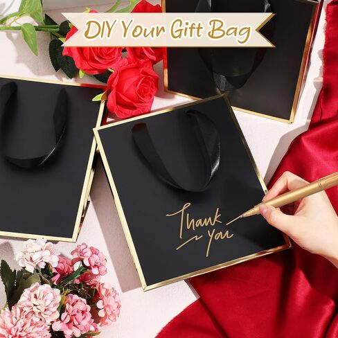 10 عبوات من أكياس الهدايا الورقية المعدنية من Yeaqee مع مقابض ومناديل ورقية شكرًا لك على حقائب هدايا لحفلات الزفاف وحفلات الزفاف وحقائب هدايا 5 حواس له في عيد ميلادها 9 × 7 × 3.1 بوصة (أزرق داكن، ذهبي) in Kuwait