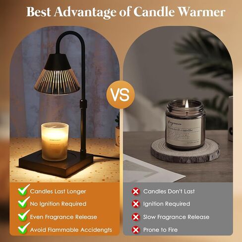 Flower Candle Warmer Lamp with Timer: 2H/4H/8H Timer Adjustable Height with 2 Bulbs - Dimmable Wax Melt Warmer for Home Decor in Saudi Arabia