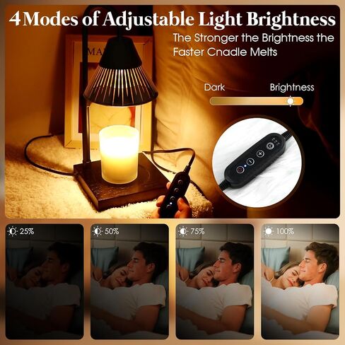 Flower Candle Warmer Lamp with Timer: 2H/4H/8H Timer Adjustable Height with 2 Bulbs - Dimmable Wax Melt Warmer for Home Decor in Saudi Arabia