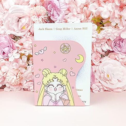 BelugaDesign Cat Moon Bookends | Anime Cute Magical Kawaii Pink Yellow White Pastel Clouds Cherry Blossoms Decorative Book Holder Stopper for Women Home Office Desk Bookshelf | Metal Hollow Decor in Saudi Arabia