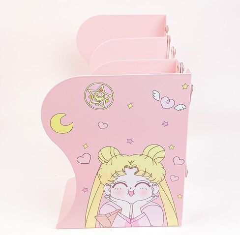 BelugaDesign Cat Moon Bookends | Anime Cute Magical Kawaii Pink Yellow White Pastel Clouds Cherry Blossoms Decorative Book Holder Stopper for Women Home Office Desk Bookshelf | Metal Hollow Decor in Saudi Arabia
