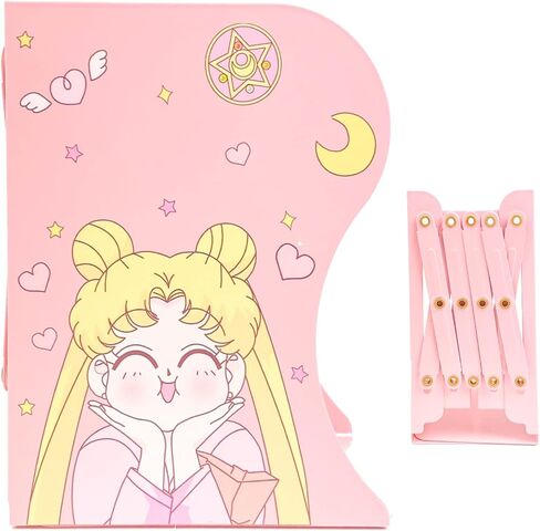 BelugaDesign Cat Moon Bookends | Anime Cute Magical Kawaii Pink Yellow White Pastel Clouds Cherry Blossoms Decorative Book Holder Stopper for Women Home Office Desk Bookshelf | Metal Hollow Decor in Saudi Arabia