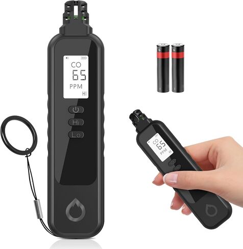 Carbon Monoxide Detectors Portable CO Detector Battery Powered, Handheld Carbon Monoxide Monitor Alarm Detector with LCD Display for Home/Outdoor/Travel (Batteries Included) (Black) in Saudi Arabia
