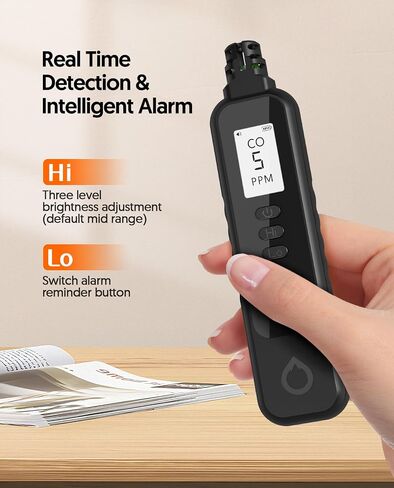 Carbon Monoxide Detectors Portable CO Detector Battery Powered, Handheld Carbon Monoxide Monitor Alarm Detector with LCD Display for Home/Outdoor/Travel (Batteries Included) (Black) in Saudi Arabia