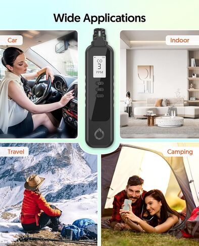Carbon Monoxide Detectors Portable CO Detector Battery Powered, Handheld Carbon Monoxide Monitor Alarm Detector with LCD Display for Home/Outdoor/Travel (Batteries Included) (Black) in Saudi Arabia