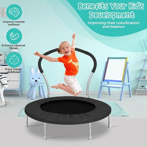 36 Inch Mini Trampoline for Kids, Indoor Toddler Trampoline with Handle, Child Small Rebounder Trampoline for Indoor and Outdoor Use, Pink in Saudi Arabia