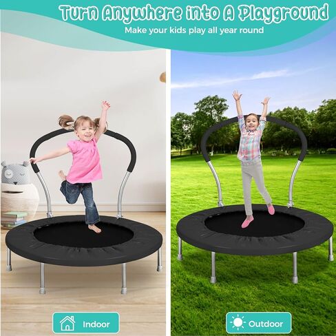 36 Inch Mini Trampoline for Kids, Indoor Toddler Trampoline with Handle, Child Small Rebounder Trampoline for Indoor and Outdoor Use, Pink in Saudi Arabia