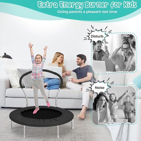 36 Inch Mini Trampoline for Kids, Indoor Toddler Trampoline with Handle, Child Small Rebounder Trampoline for Indoor and Outdoor Use, Pink in Saudi Arabia
