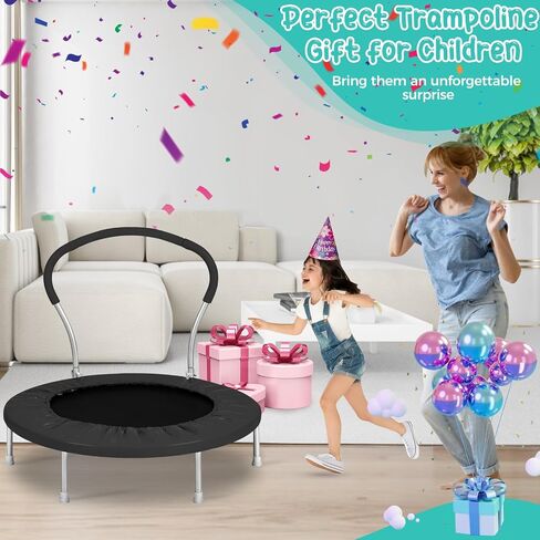 36 Inch Mini Trampoline for Kids, Indoor Toddler Trampoline with Handle, Child Small Rebounder Trampoline for Indoor and Outdoor Use, Pink in Saudi Arabia