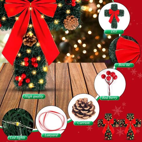 2 حزمة من زينة عيد الميلاد، أكاليل عيد الميلاد المتقاطعة مع الضوء، زخارف عيد الميلاد DIY لعطلة الشتاء وعيد الميلاد وحفلات رأس السنة وديكورات داخلية وخارجية (البطارية غير متضمنة) in Saudi Arabia